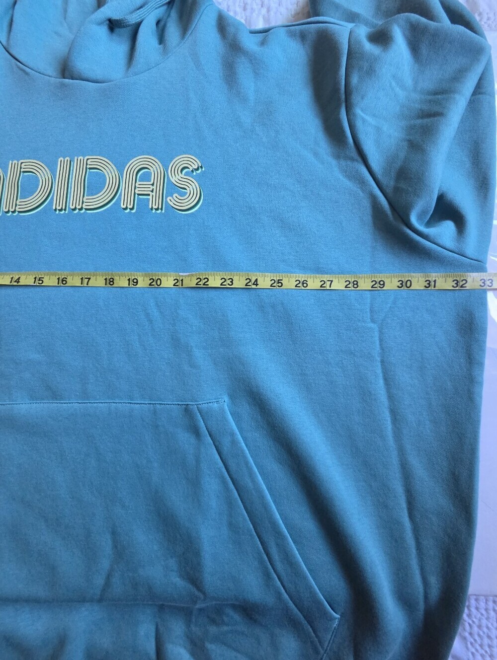 Adidas Teal Pullover Hoodie with Retro Logo - Picture 6 of 8